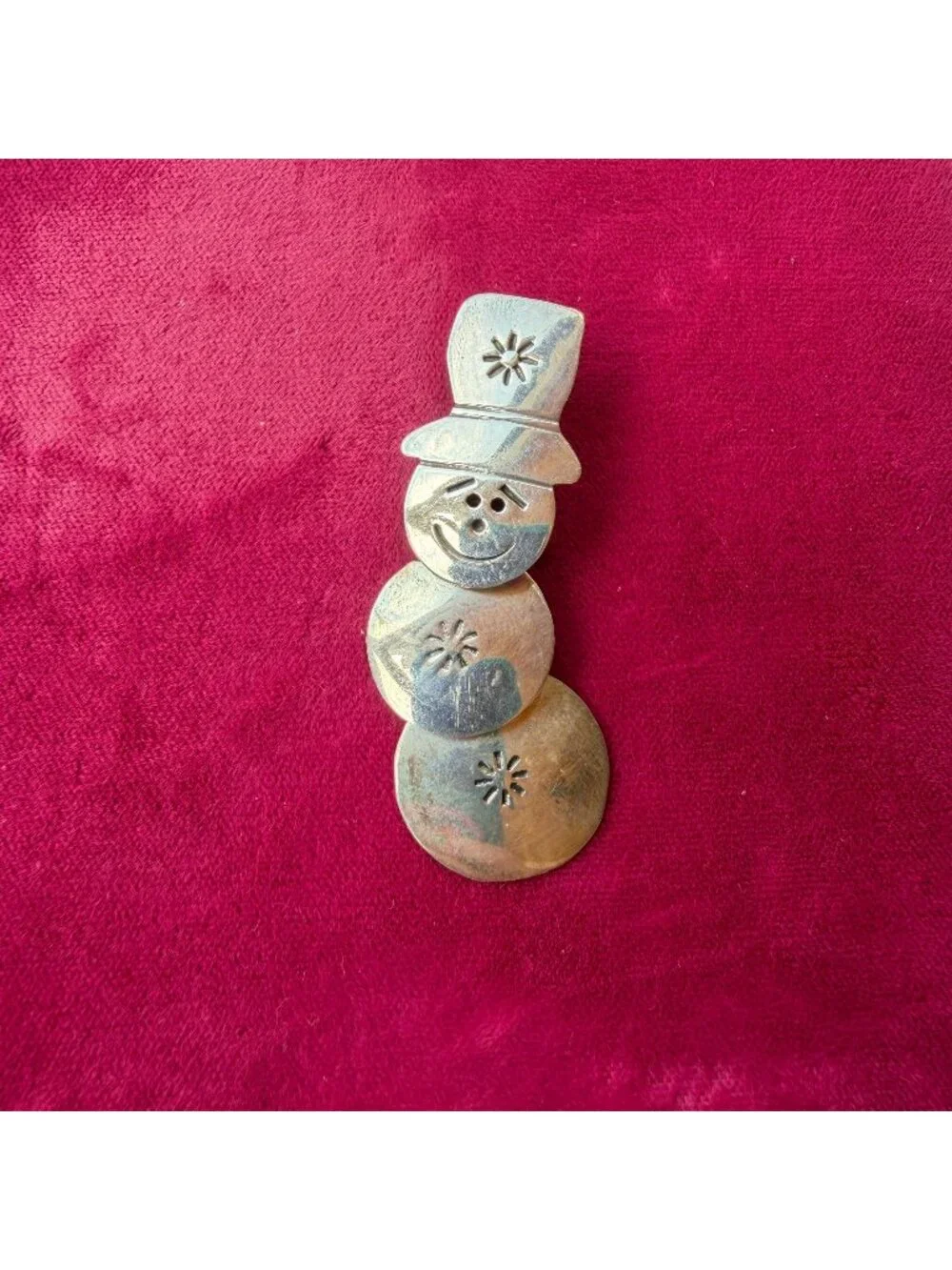 Vintage Mexico 925 Sterling Silver Articulated Snowman Brooch Dangle Christmas